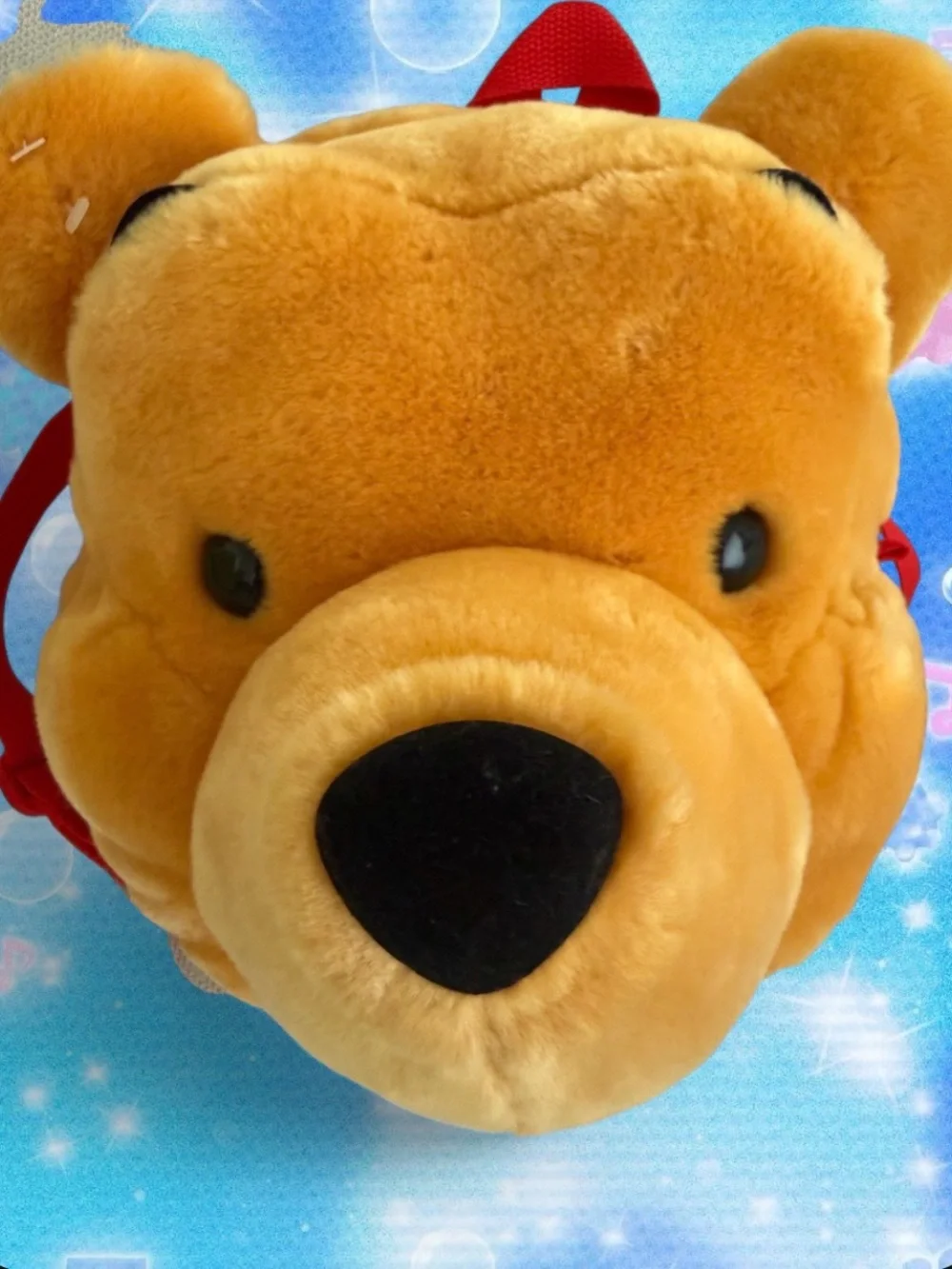 Disney Store Winnie the Pooh Head Vtg backpack with red straps 13